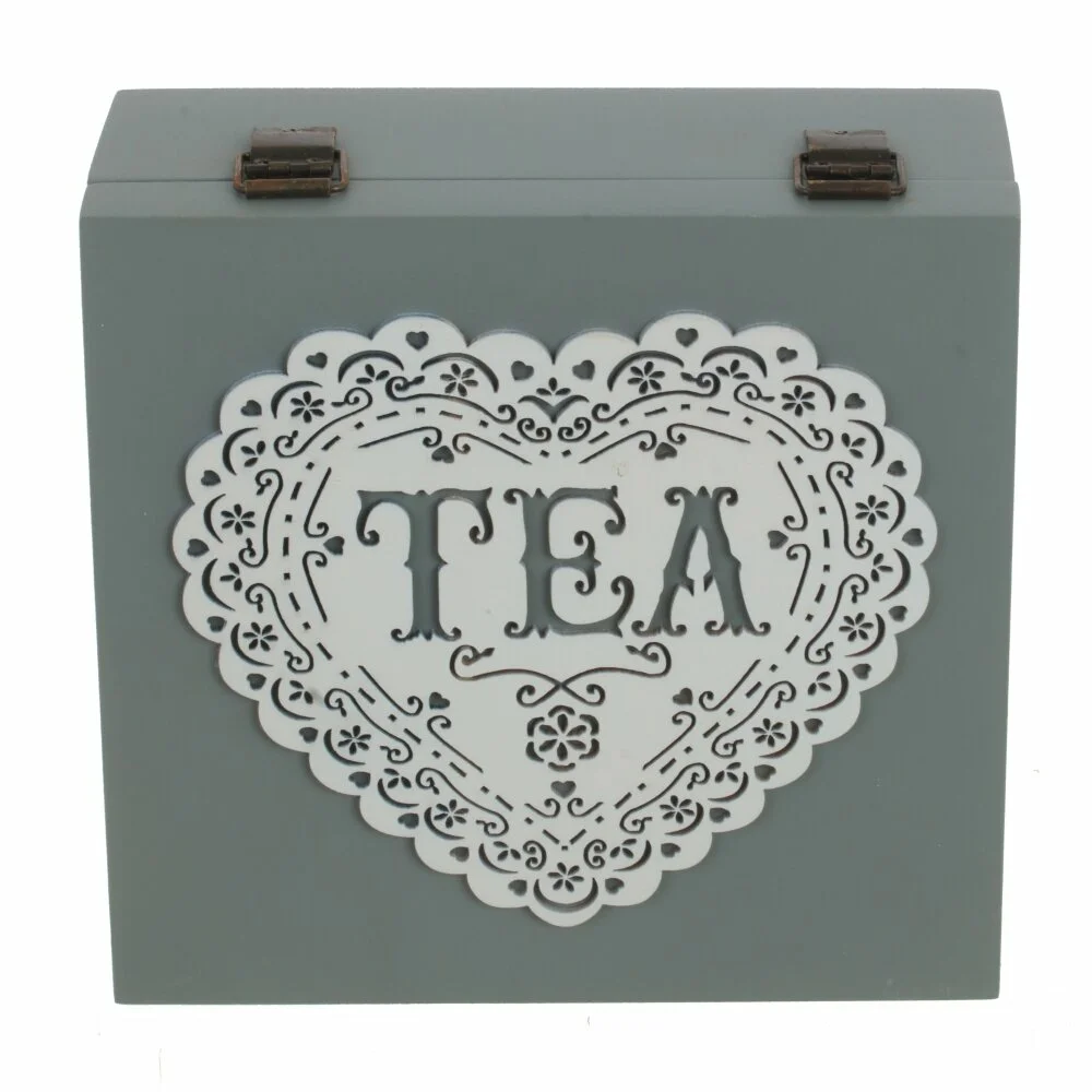 Шкатулка для чайных пакетиков, L18 W18 H7 см - цвет товара: серый