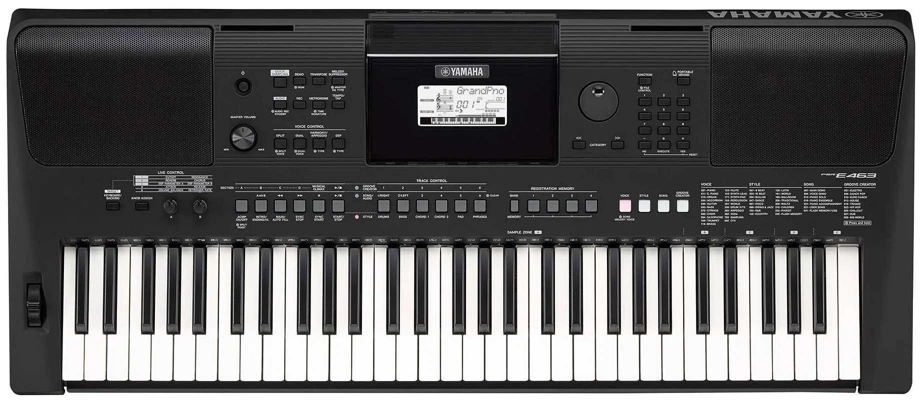 YAMAHA PSR-E463 - размер клавиш: полноразмерные
