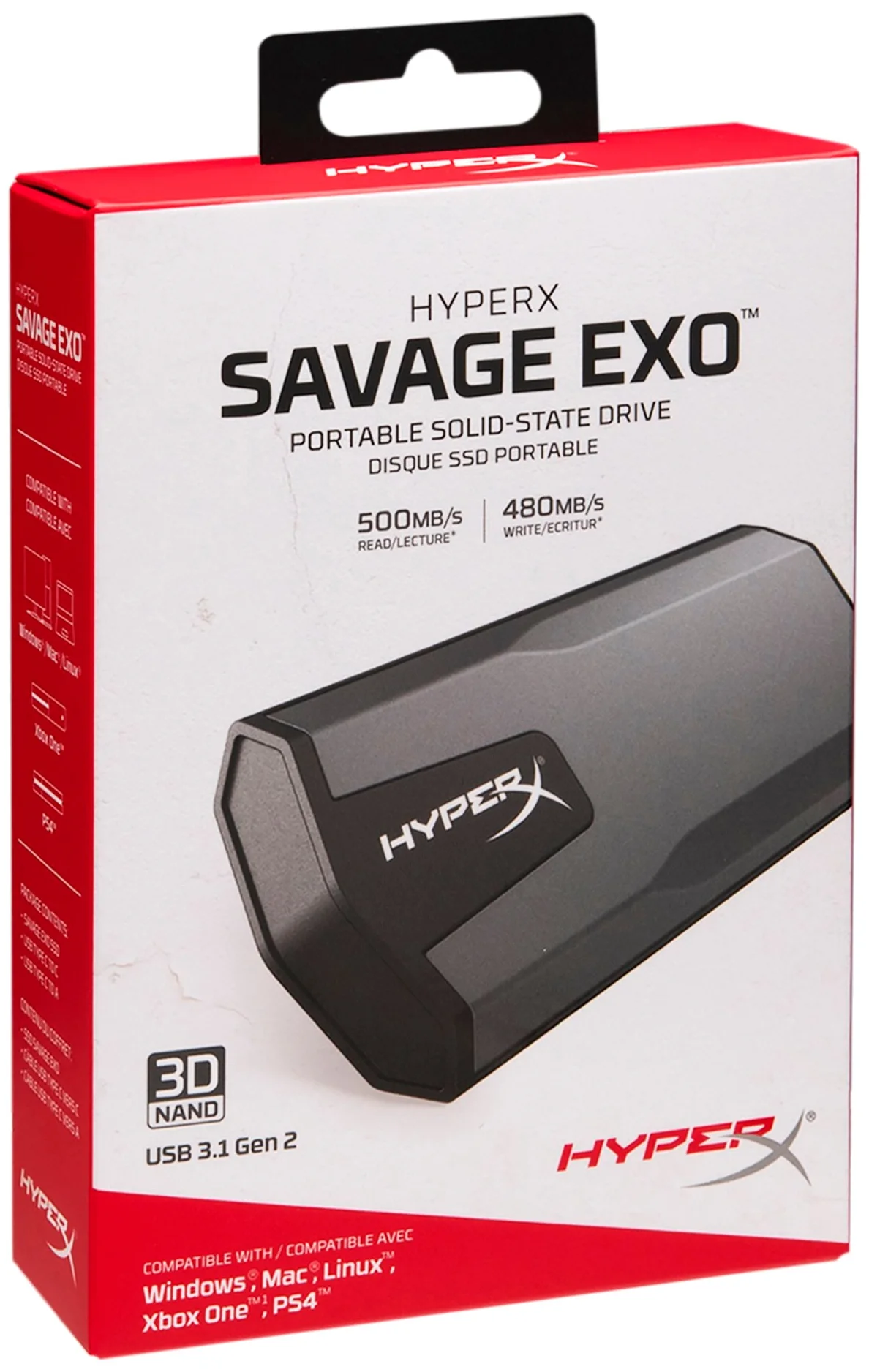 SSD HyperX SAVAGE EXO - размеры (ДхШхВ): 123.82х48.61х10.24 мм