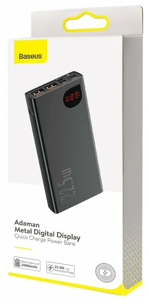 Baseus Adaman Metal 10000mAh - стандарт быстрой зарядки: USB Power Delivery, Huawei FCP, Samsung Adaptive Fast Charger, Qualcomm Quick Charge 3.0
