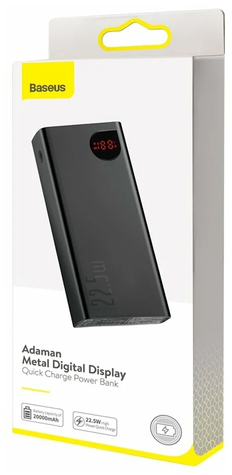 Baseus Adaman Metal PD3.0+QC3.0 20000mAh - выходные разъемы: USB Type-C, USB Type-A x 2