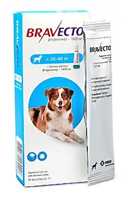 Бравекто (MSD Animal Health) Спот Он для собак 20-40 кг - вес животного от 20 до 40 кг
