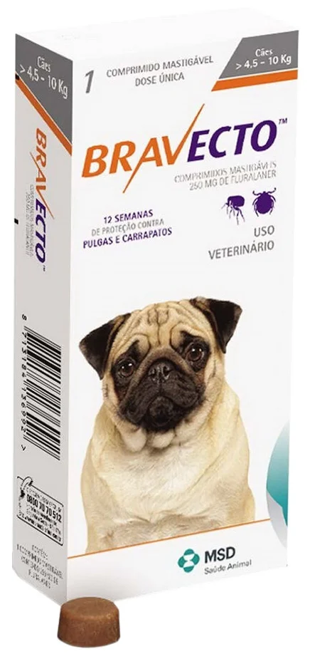 Бравекто (MSD Animal Health) для собак 4,5-10 кг - продолжительность защиты 90 дней