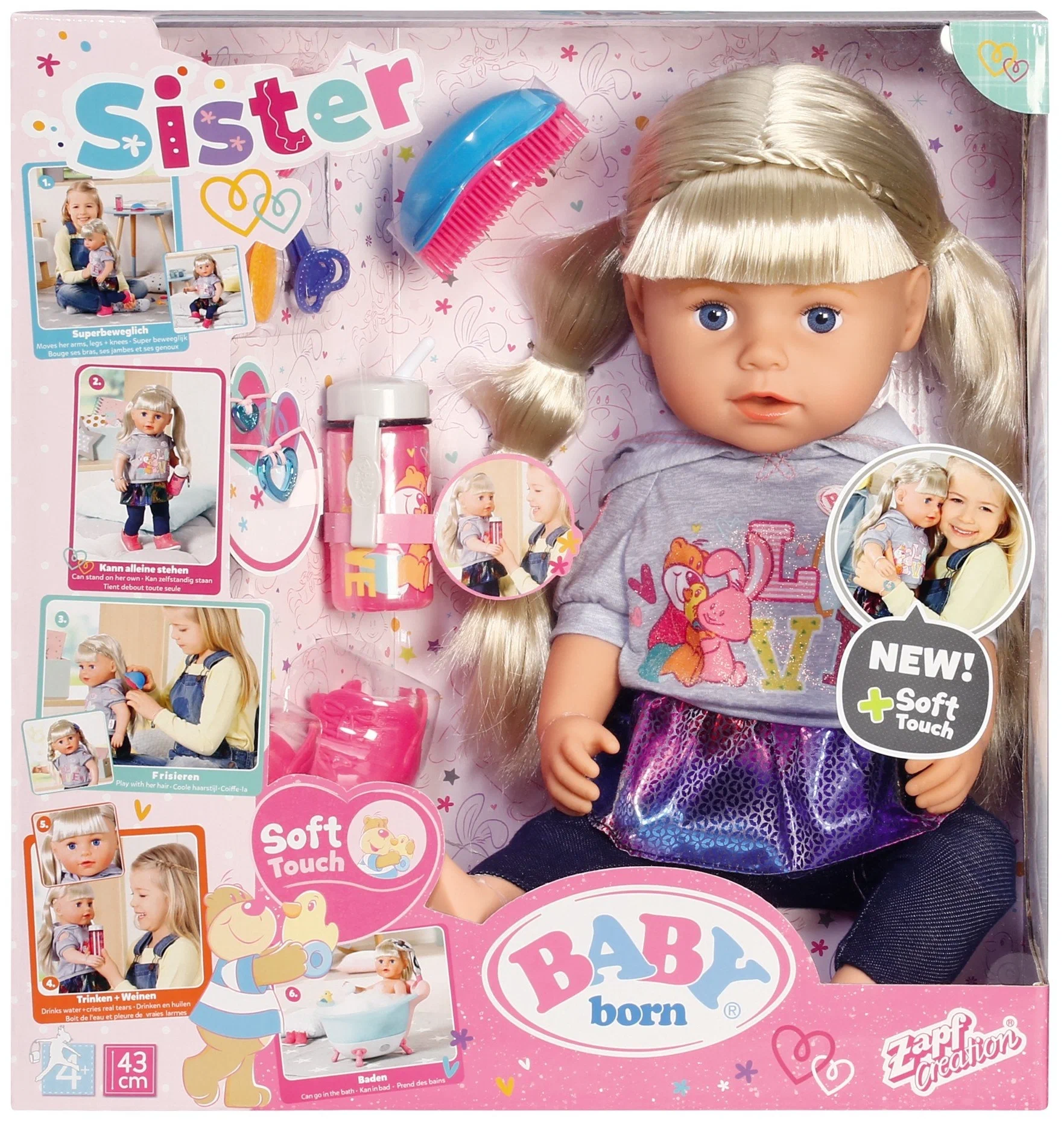Zapf Creation Baby Born "Сестренка-Модница 2019", 43 см, 824-603 - материал куклы: пластик