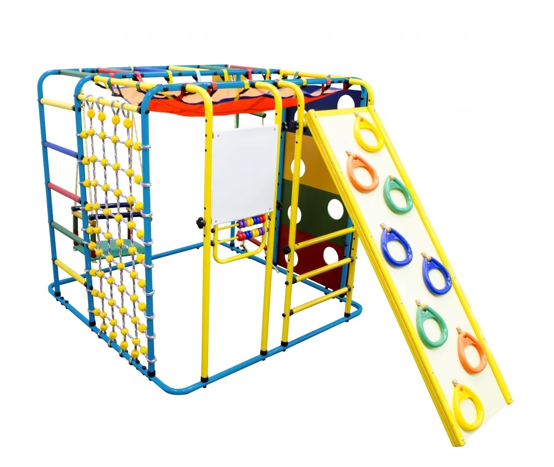 Формула здоровья "Кубик-У Плюс" - комплектация: лестница, баскетбольное кольцо, сетка для лазания, скалолазная стенка, веревочная лестница, рукоход, тарзанка, гамак, качели