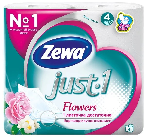 Zewa Just1 Flowers - особенности: ароматизация, тиснение