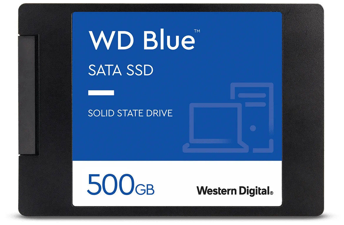 Western Digital WD Blue SATA 500 SATA WDS500G2B0A - скорость чтения/записи: 560 МБ/с / 530 МБ/с