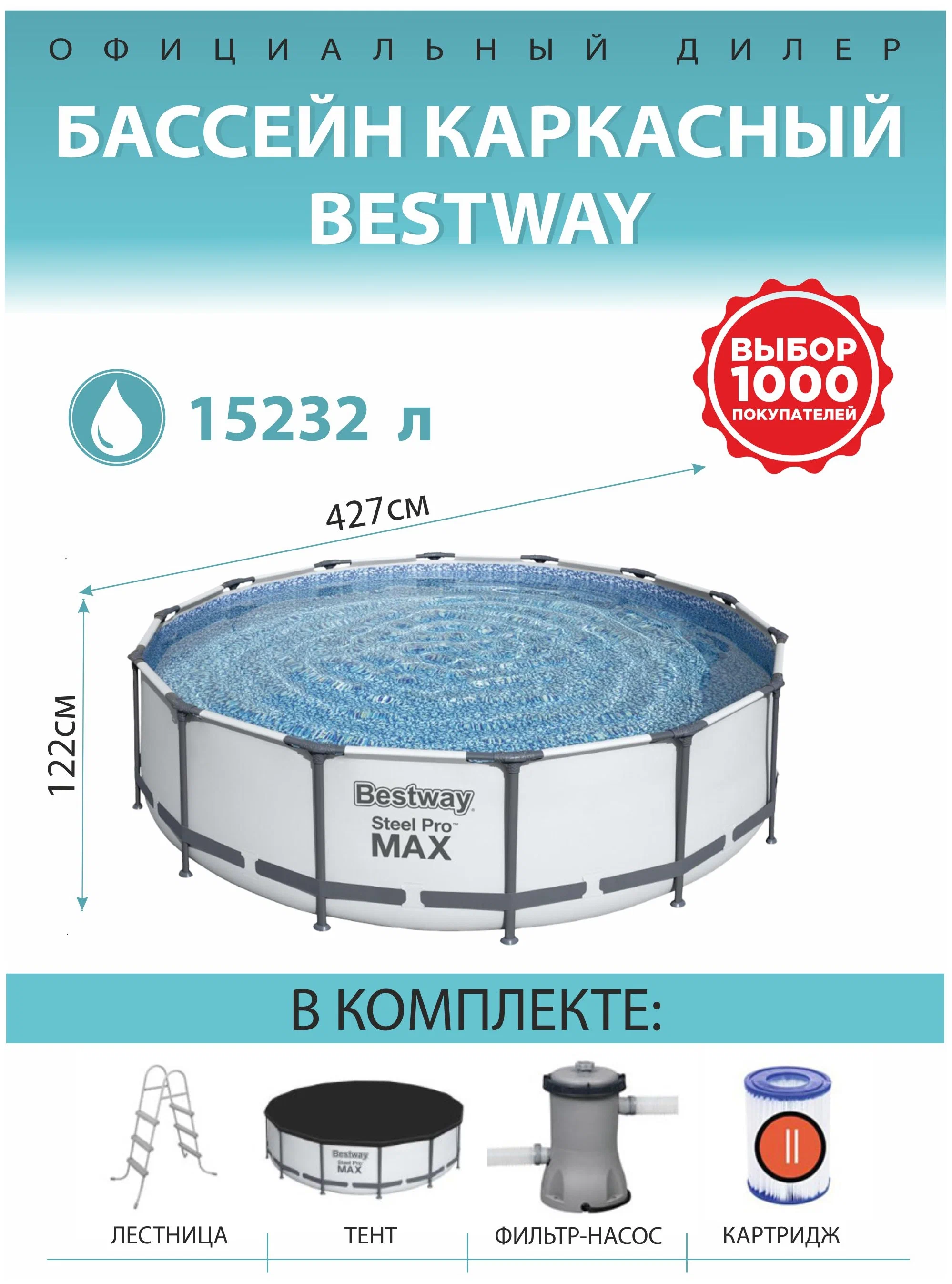 Bestway Steel Pro Max 5612X - объем: 15232 л
