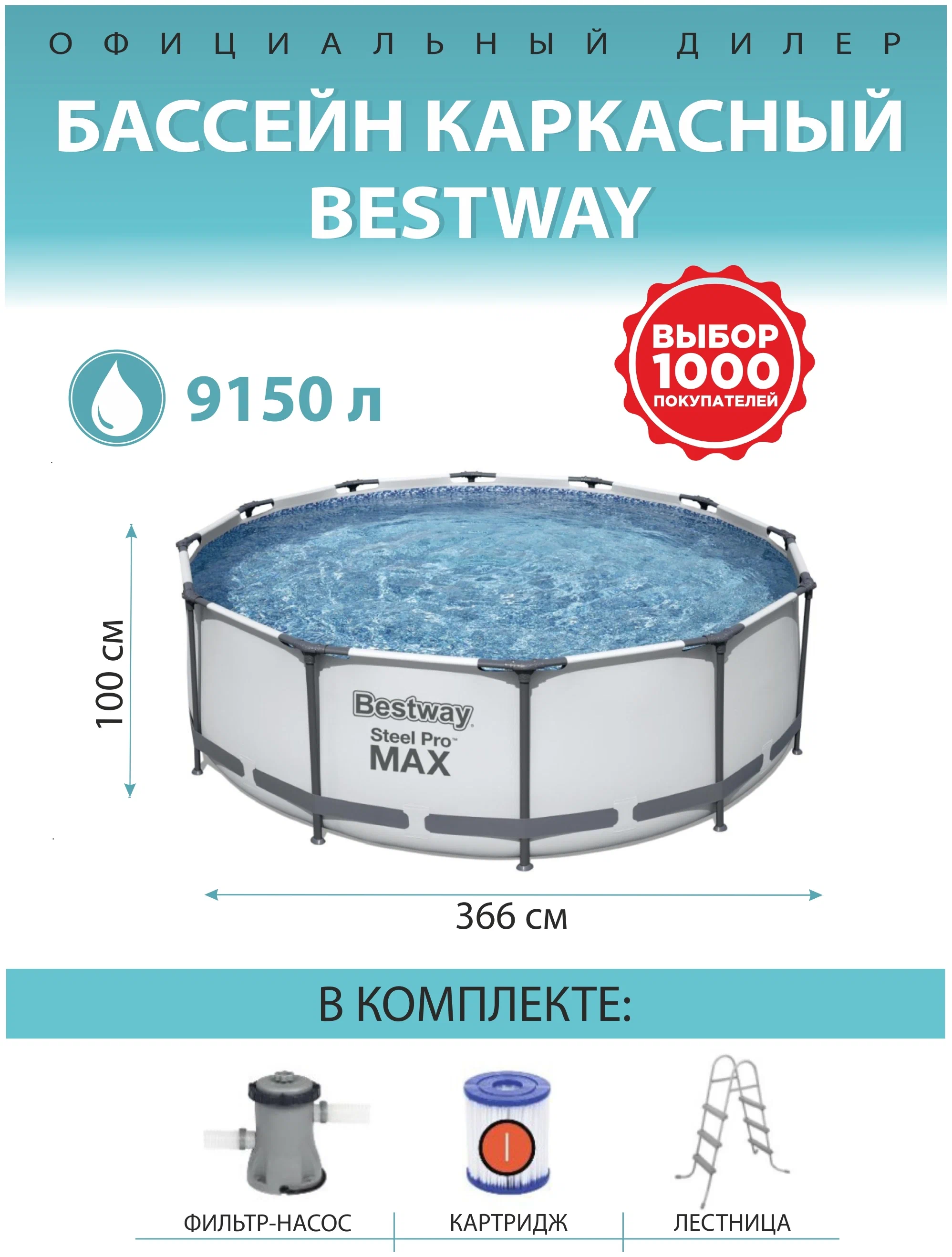 Bestway Steel Pro MAX 56418 - глубина: 100 см